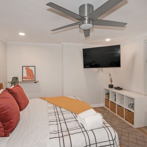 Bedroom with a fan