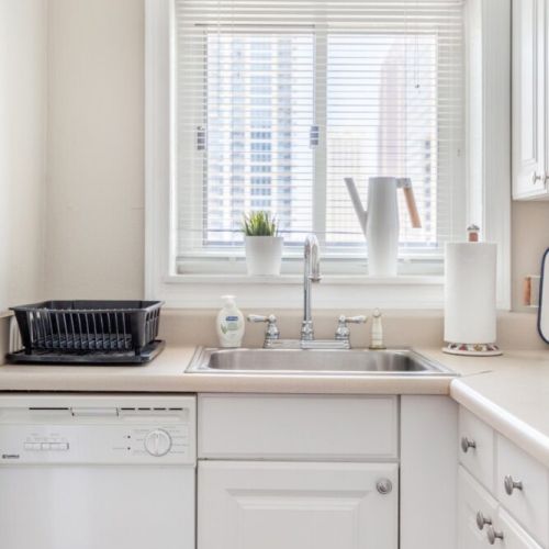 Fully stocked kitchen.
