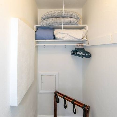 Bedroom closet with Extra sheets/pillows , Air Mattress, Luggage rack