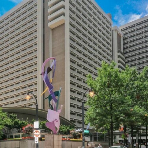 Hyatt Regency is caddy corner