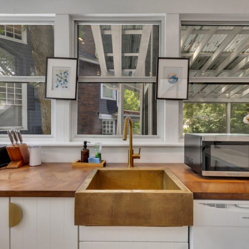 Kitchen with copper sink