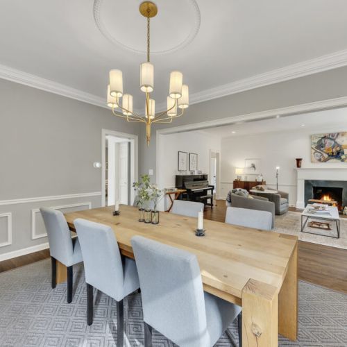 Dining area positioned for easy flow to kitchen & living spaces
