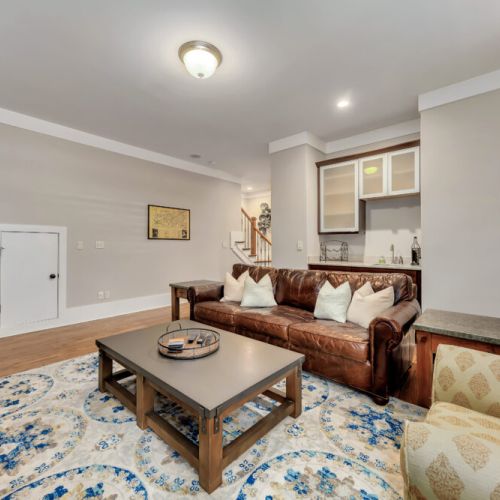 Oversized Restoration Hardware Sofa and Wet Bar