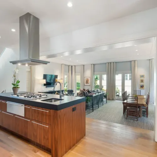 Open-concept layout flowing seamlessly between kitchen, dining & living areas