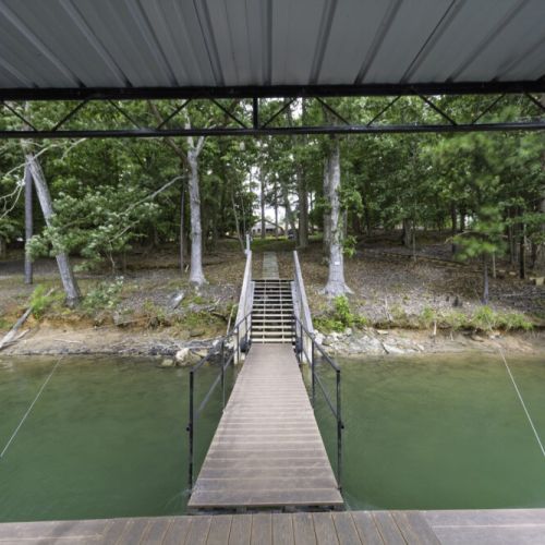 Convenient staircase leading from the house down to the water