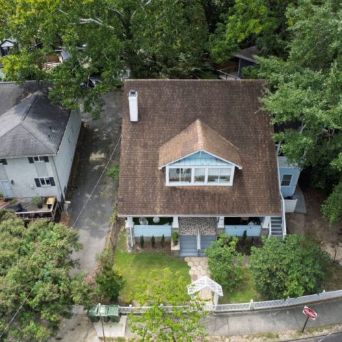 An aerial view of a house