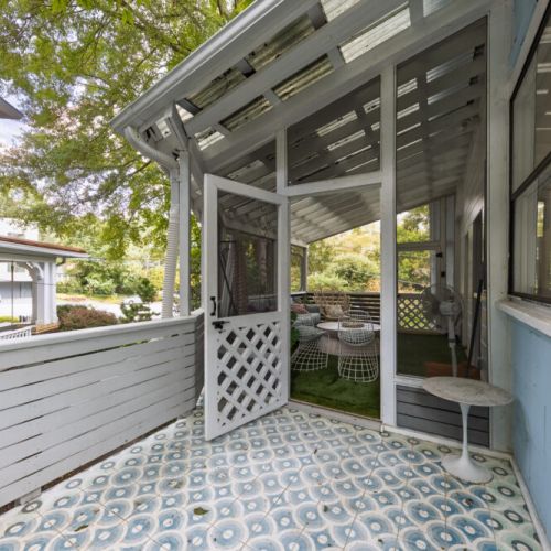 Light blue house, Front porch entrance
