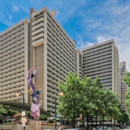 Hyatt Regency Hotel caddy corner