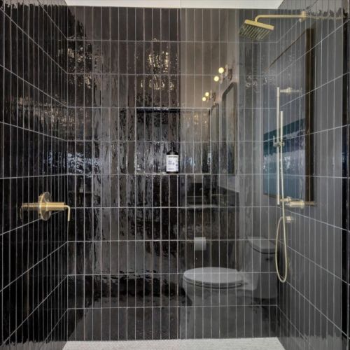 Sparkling Walk-in Overhead Shower w Wand