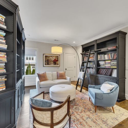 Second Floor Library - Floor-to-ceiling built-ins with ladder