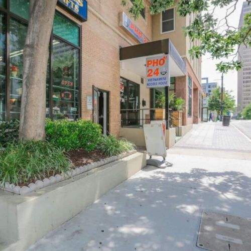 Street Level has Liquor Store/Convenience Store and Restaurant