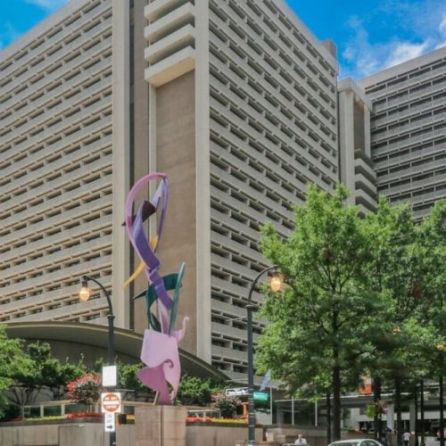 Hyatt Regency Hotel caddy corner