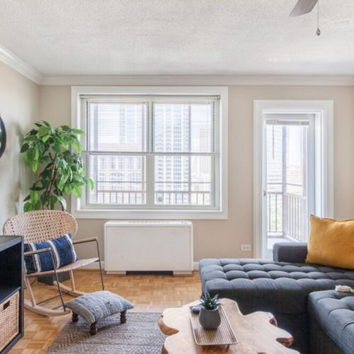 Living space with the Downtown view
