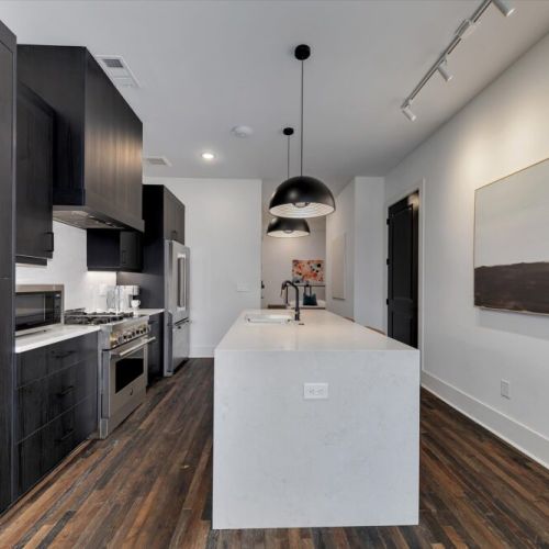 Kitchen - Large Waterfall Island