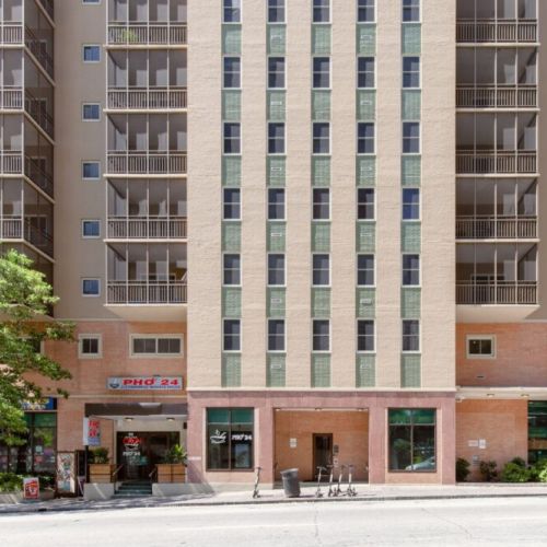 Exterior of Peachtree Towers.