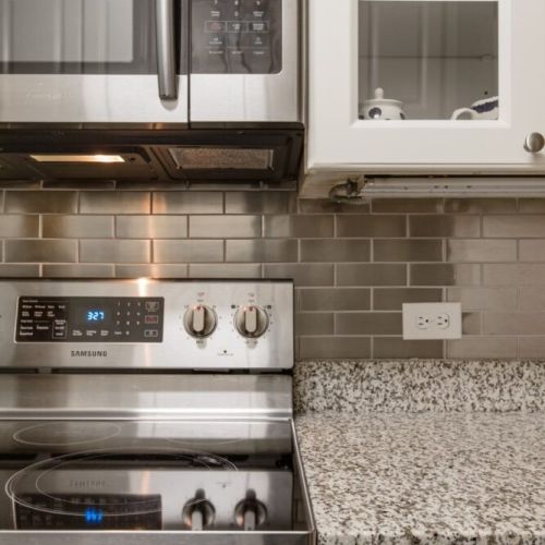 Kitchen with stainless steel appliances