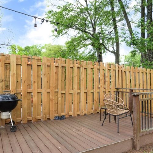 Private back yard deck- charcoal grill