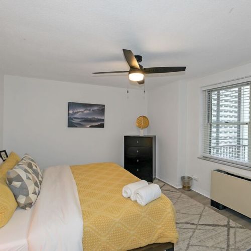 Bedroom with king- size bed.