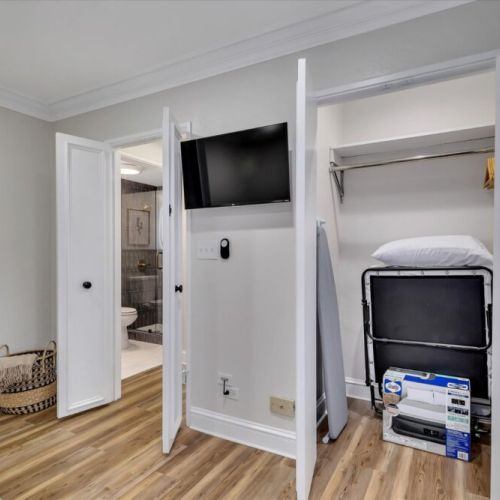 Closet w Folding Twin Bed and Queen Air Mattress