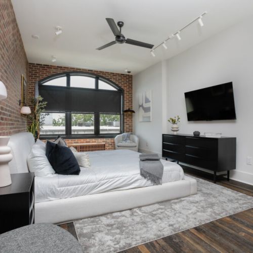 Master Bed - 55 inch Smart TV and Ceiling Fan