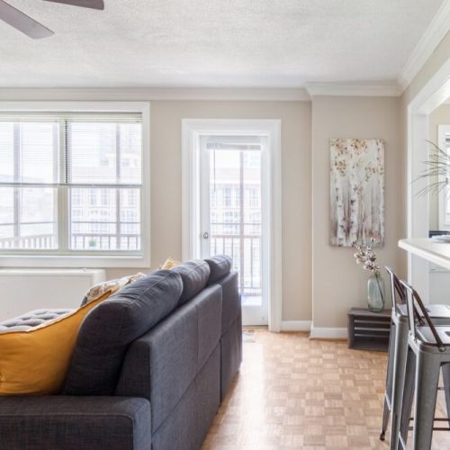 Open plan kitchen and spacious living room
