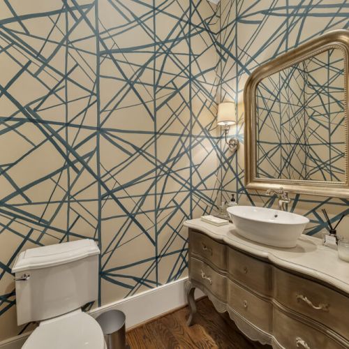 Primary Floor Half Bathroom - Designer statement wallpaper