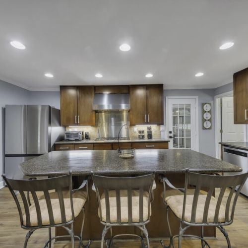 Bar seating for casual dining or prep space