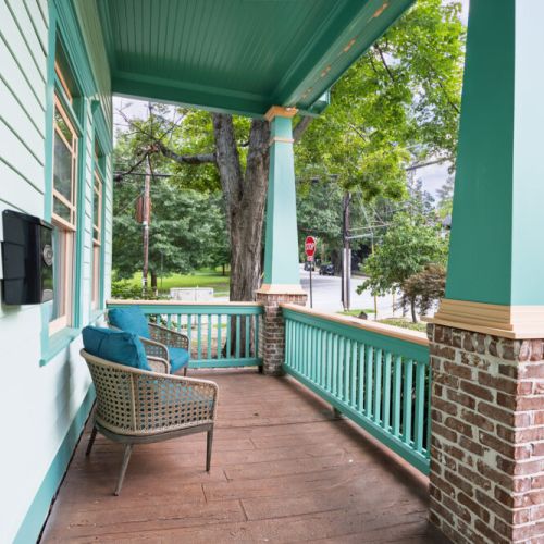 This is the spot for morning coffee or evening chats.