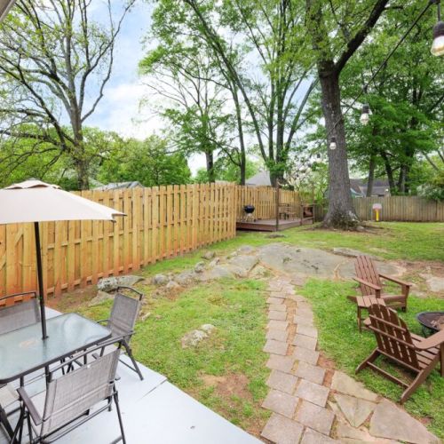 Private back yard - string lights