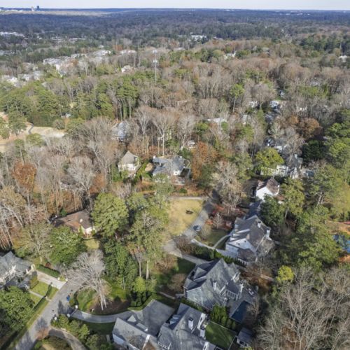 Aerial View - Tree lines neighborhood