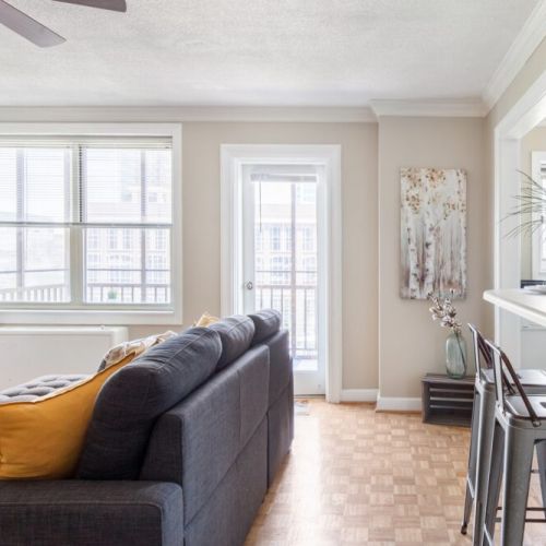 Open plan kitchen and spacious living room