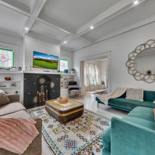 Unit 1 - Living Room with Fireplace