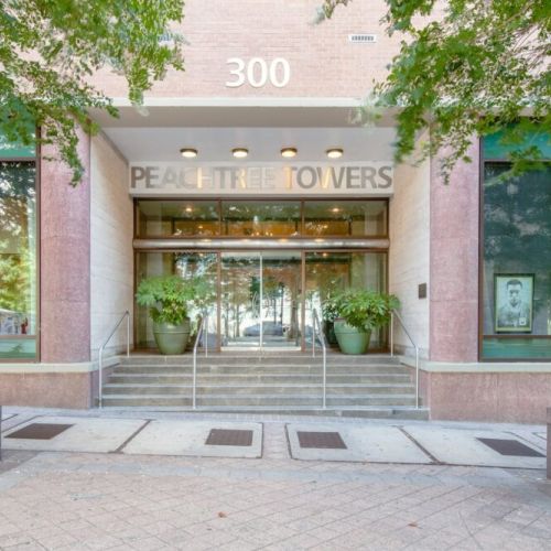 Main entrance to Peachtree Towers