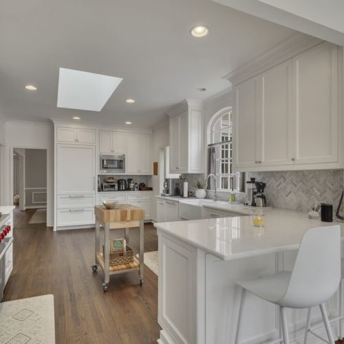 Custom cabinetry offers abundant storage throughout the kitchen