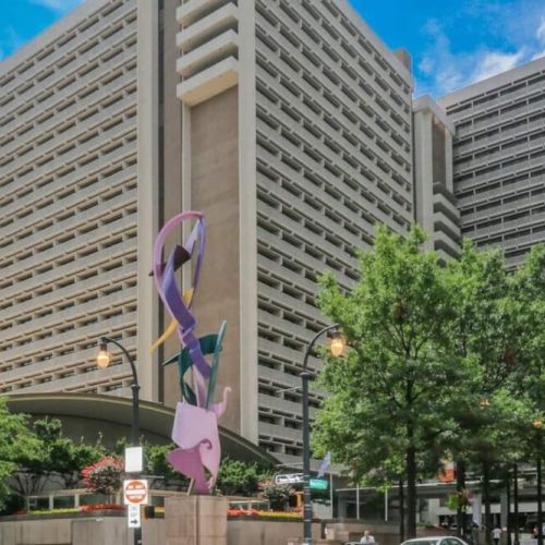 Hyatt Regency Hotel caddy corner