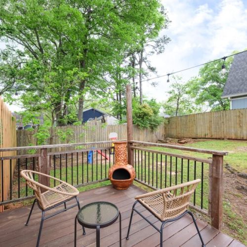 Private back yard deck- Fire pit